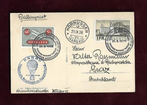Ballonpost Aarau Nationale Briefmarken Ausstellung 1938 Hornussen - Graz ; 62184 - Picture 1 of 2