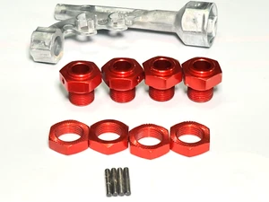 Arrma OUTCAST 4S V2 BLX 17mm Red Aluminum Wheel Hexes & Nuts FR RR Hex Tool 04 - Picture 1 of 6