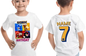 T-SHIRT Compleanno Sonic The Hedgehog 3 "Personalizzata" Bambini Ragazzi Ragazze Top Party - Foto 1 di 3