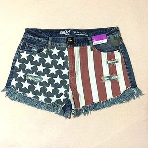 Massimo high-rise short shorts Red white and blue stars and stripes Womens Sz 14 - Picture 1 of 12