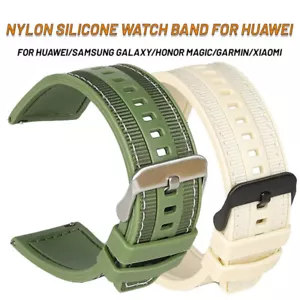 Nylon Silicone Woven Band For Huawei Watch GT 4 46mm Watch 4/3 Pro Strap - Picture 1 of 15
