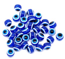 NEW! 50 EVIL EYE LUCKY EYE RONDELLE DISC SHAPED BEADS 10MM JEWELLERY MAKING