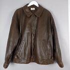 Cerruti 1881 Leather Jacket Mens UK 42 Large EUR 52 Brown Bomber Zip Retro