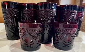 Ruby Red Glass Tumbler Cut Design 6.5” NWOT 1 Of 18 - Picture 1 of 2