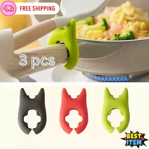 3pcs Silicone Spoon Pot Pan Holder Spatula Bracket Clips Utensils Ladle Holder - Picture 1 of 9