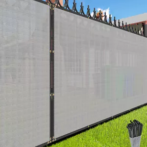 Gray 11FT Privacy Fence Screen Windscreen Mesh Shade Net Cover Balcony - Picture 1 of 7