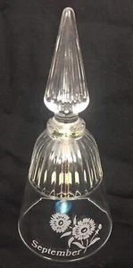 Westmoreland Vintage September Birthday Bell Lead Crystal Clear Glass Etched - Picture 1 of 12