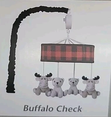 Buffalo Check - Moose & Bear Boy Baby Musical Crib Mobile Set by Trend Lab - Image 1 of 4