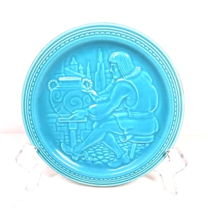 Turquoise 7" Plate American Potter Joint Exhibit Worlds Fair 1939 Homer Laughlin - Picture 1 of 9