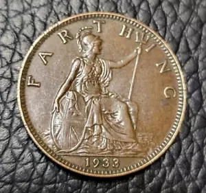 1933 Great Britain Farthing Coin - Picture 1 of 2