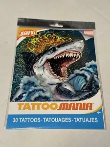 temporary tattoos kids 30 sharks snakes dragons - Picture 1 of 2
