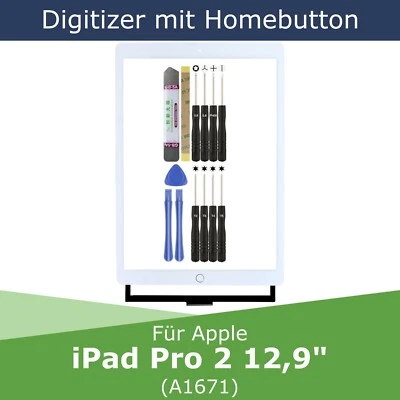 WILKU Digitizer für Apple iPad Pro 2 (A1671) Weiß 12,9" Touchscreen Display Scheibe HB