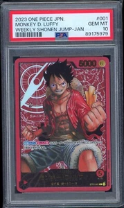 MONKEY D. LUFFY ST01-001 PSA 10 ONE PIECE TCG WEEKLY SHONEN JUMP 2023 JAPANESE - Picture 1 of 2