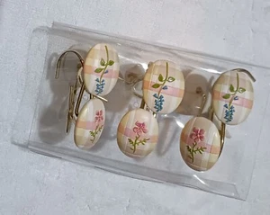 Floral Ribbon Bathroom Shower Curtain Hooks - Picture 1 of 2