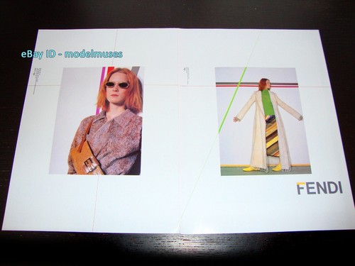 Rivista vintage FENDI 3 pagine STAMPA ANNUNCIO autunno 1999 EMILY SANDBERG karl lagerfeld