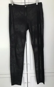 Philosophy Women Size 6 Soft Faux Suede Black Skinny Pants Raw Hem Stretch - Picture 1 of 13
