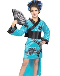 Child's Teal Dragon-Lady Costume, Medium New - Picture 1 of 5