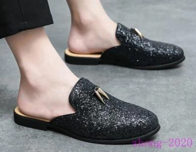 Para hombres Zapatillas Sin Cordones Informales Vestido Fiesta Mulas Punta Redonda Sandalias Lentejuelas Zapatos Foto 1 de 4