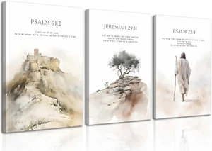 3Pcs Framed Jesus Wall Art Christian Bible Verse Canvas Posters Prints Minimalis - Picture 1 of 12
