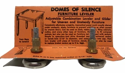 2-NEW VINTAGE ORIGINAL "DOMES OF SILENCE" GLIDES- WOODEN CHAIR 5/16th SOCKET NOS