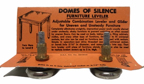 2-NEW VINTAGE ORIGINAL "DOMES OF SILENCE" GLIDES- WOODEN CHAIR 5/16th SOCKET NOS Cover