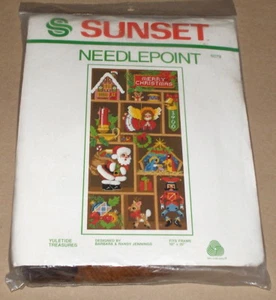 1981 Sunset "Yuletide Treasures" Needlepoint Kit 10x20" Belén de Santa Ángel++ - Imagen 1 de 2