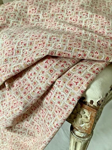 Antik Vintage Französisch Blumen bedruckt Baumwollstoff Kleindruck Puppen - Bild 1 von 11