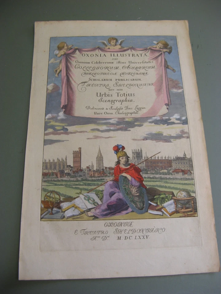 100% ORIGINAL OXONIA  ILLUSTRATA DAVID LOGGAN TITLE PAGE C1705 HAND COLOURED - Image 1 of 1