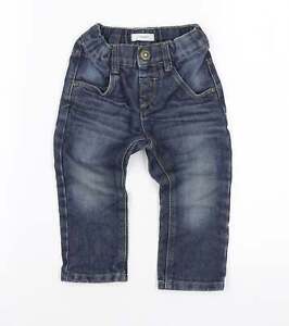 name it Baby Blue Cotton Cargo Jeans Size 18-24 Months Button