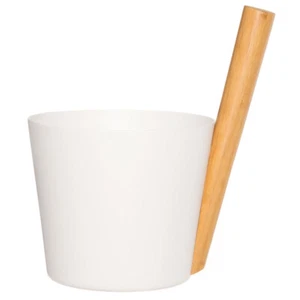 Rento Saunaeimer Aluminium WEISS mit Bambusgriff Sauna Eimer Saunazubehör Alu - Bild 1 von 4