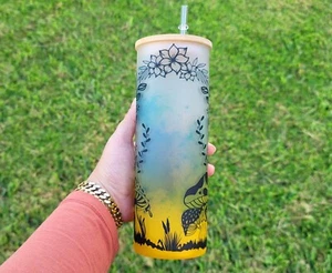 Mushroom Beer Can Glass | Boho Mushroom Coffee Glass 24 OZ - Picture 1 of 8