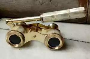Binocular Brass Opera Glasses Mother of Pearl & Handle Brass Fittings France - Picture 1 of 4