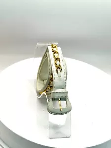 CHANEL Vintage Buckle Belt Woman chain Leather white - Picture 1 of 7