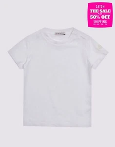 PVP €210 MONCLER Camiseta Niños Talla 3Y Blanco Logo Parche Cuello Redondo Manga Corta - Imagen 1 de 8
