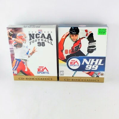 SEALED NCAA Football 98 / NHL 99 Big Box PC Game Lot CD-ROM Classics EA Sports - Image 1 of 4
