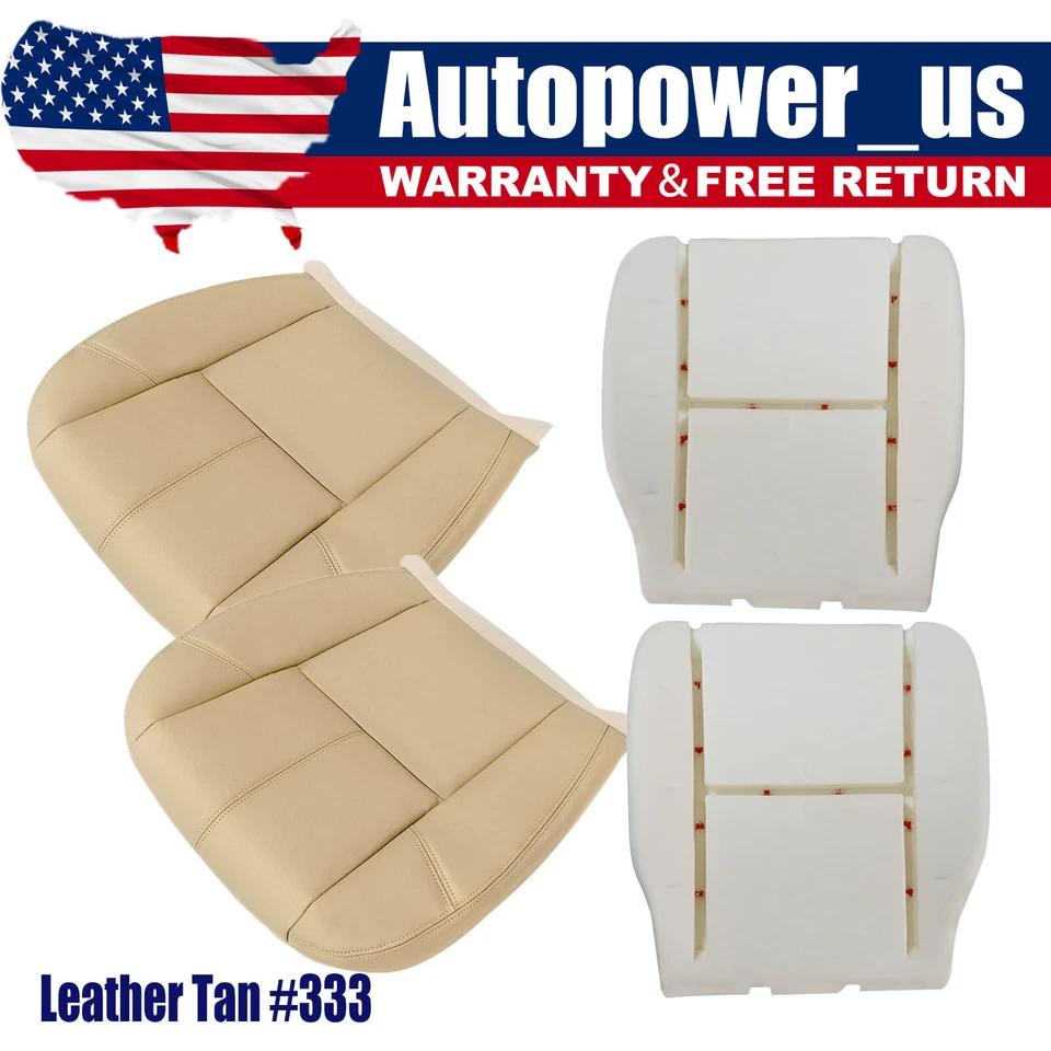 Cubierta de asiento y espuma inferior de cuero tostado para conductor/pasajero Chevy Silverado 2007-14 Foto 1 de 4