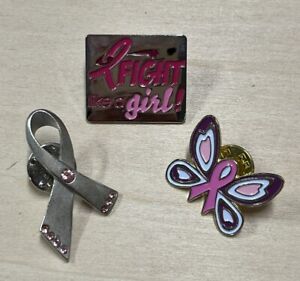 Breast Cancer Awareness Pins Ribbon, Butterfly, Fight Like A Girl