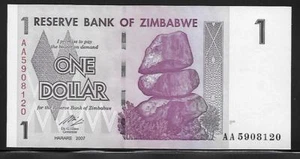 Simbabwe P-65 1 Dollar 2007-08 unc - Bild 1 von 1