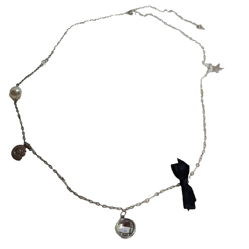 Collana Christian Dior pietre di perle argento x nero donna