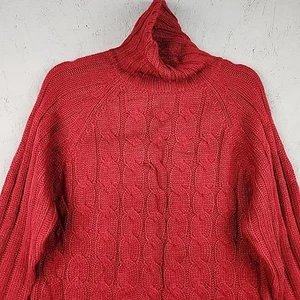 Vintage Cherokee Thick Knit Sweater Womens XL Red Fishermen Cable Turtleneck Y2K - Picture 1 of 8