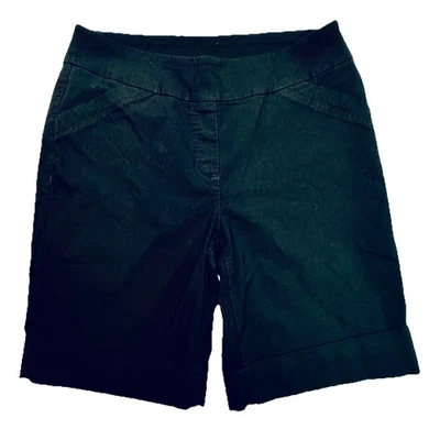 ALIA Women’s 14P  Black Cuffed Bermuda Pull On Stretch Casual Shorts - Image 1 of 4