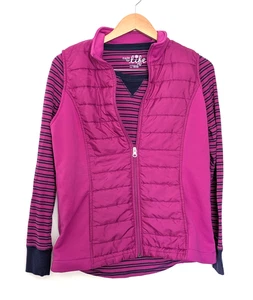Made for Life 2 Piece Long Sleeve Striped Top with Quilted Vest Size Med Purple - Picture 1 of 7
