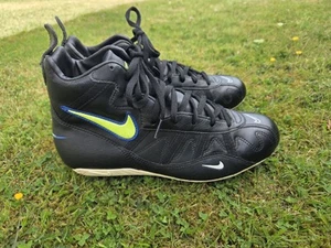 Vintage Nike Rugby High Boots UK 9 Studs Rare 2000 Neon Black Lightweight - Picture 1 of 16