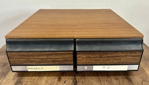 Vintage VHS Tape Holder Wood Grain 2 Drawer Cabinet Storage Case VCR Holds 24 - Picture 1 of 6