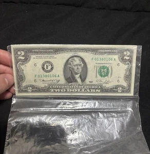 2 Dollar Bill | 1995 | Series F | Circulated | Rare | With Stamp! mint condition - Picture 1 of 3
