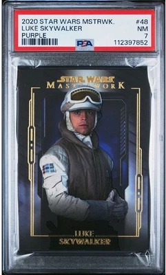 2020 Topps Star Wars Masterwork Luke Skywalker Purple #’d /50 PSA Graded Card 48 - Image 1 of 4
