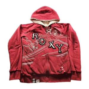 Roxy Women's Y2K Embroided Sherpa Lined Full Zip Double-sided Hoodie Size M - Picture 1 of 10