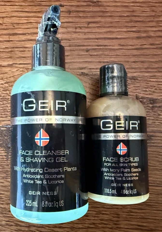 GEIR Ness Face Cleanser Shaving Gel & Face Scrub Set Norway White Tea Licorice - Image 1 of 2