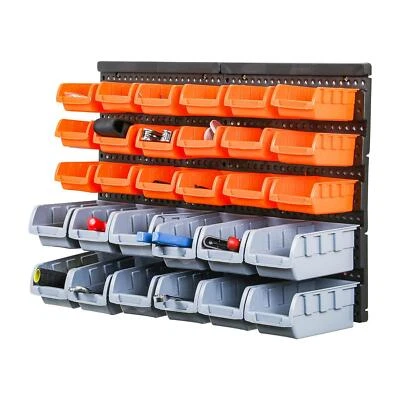 TAYLOR & BROWN 30pc Wall Mounted Garage Storage Bin Workshop Organiser Rack DIY Tool Boxes