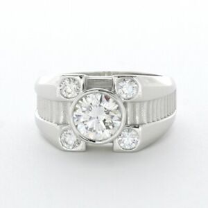 3.04 CT G SI1 Round Natural Certified Diamonds 14K Gold Vintage Style Mens Ring